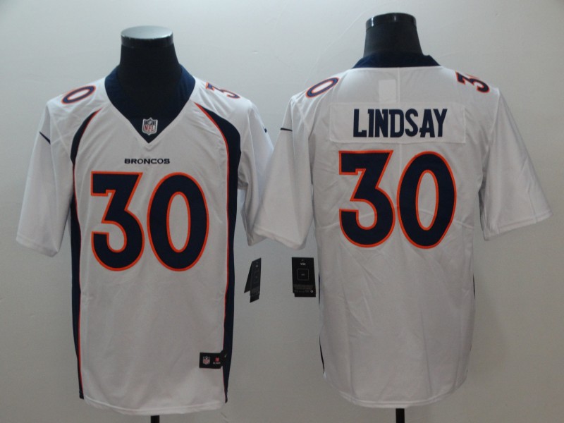 Men's Denver Broncos Phillip Lindsay #30 White Jersey